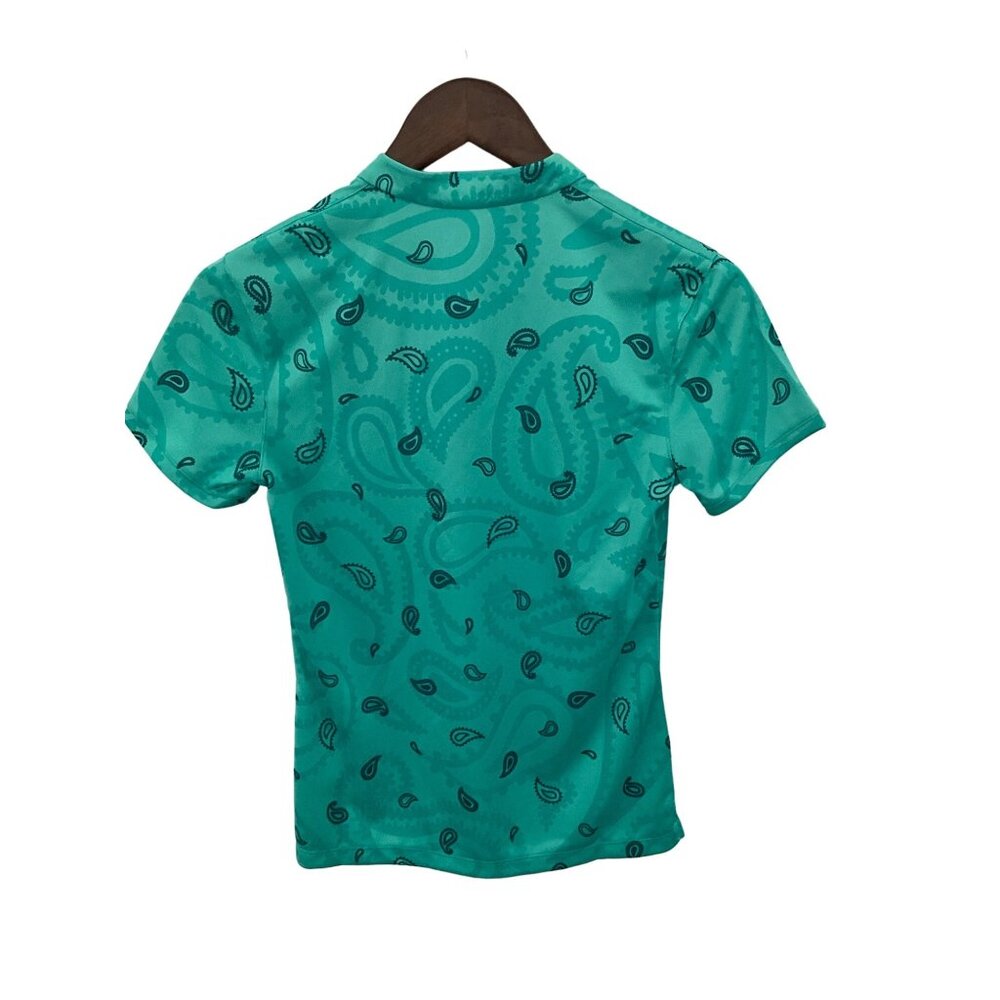Nike Womens XS Teal Paisley Dri-Fit Polo Shirt 100% Polyester - Picture 2 of 12